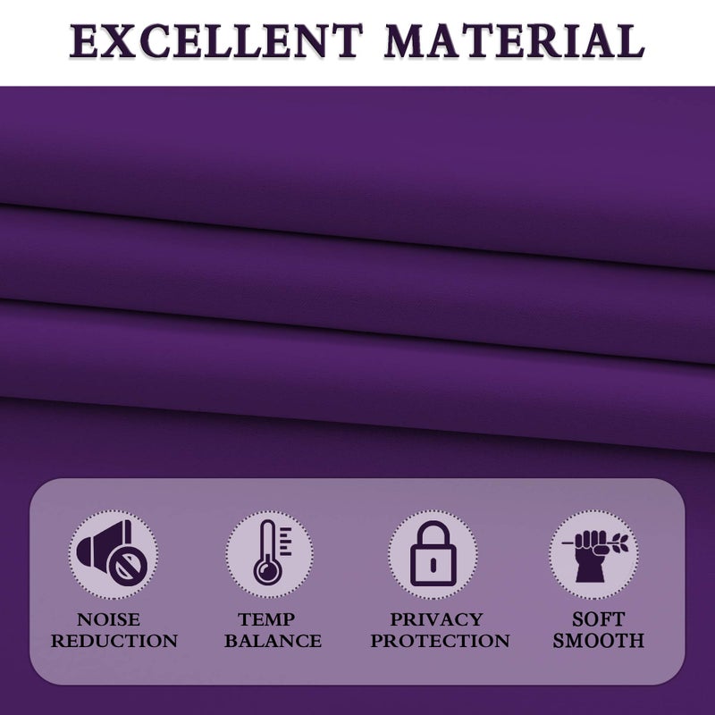 DONREN 54 Inch Length Royal Purple Blackout Curtains for Kitchen - Small Window Treatment Rod Pocket Curtain Drapes for Bedroom(Set of 2 Panels) - Image 5
